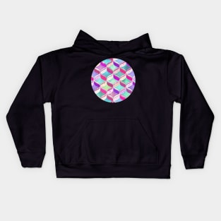 Patchwork Ribbon Ogee Pattern with Pink & Purple Kids Hoodie